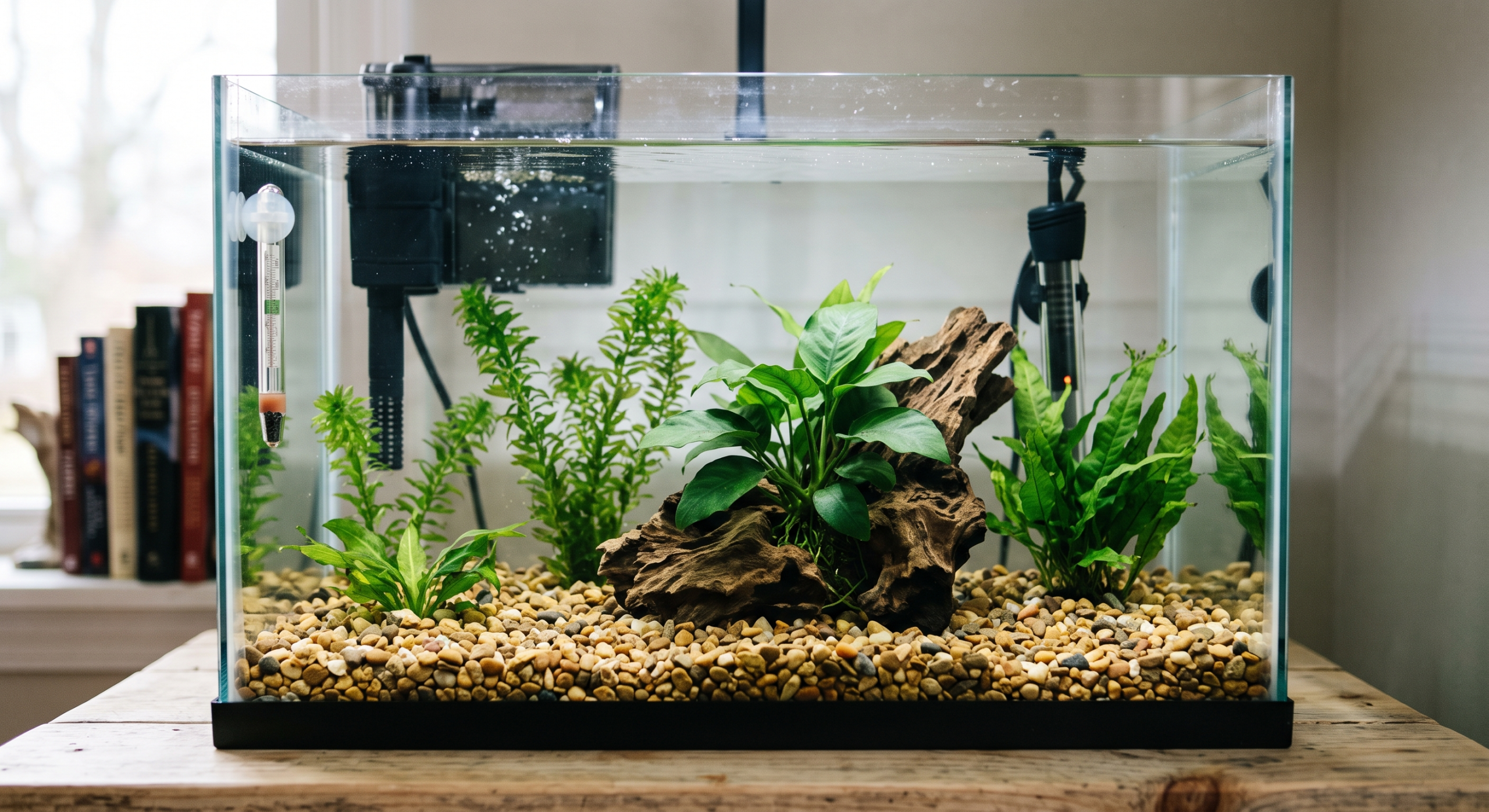 Healthy aquarium cycling process before fish are added to a new tank.